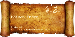 Haiman Endre névjegykártya